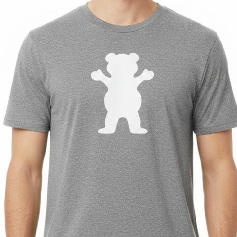 Grizzly Griptape Bear Logo TShirt S Heather Gray Diamond Supply Co Skateboarding